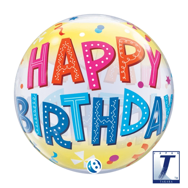 Balloons2Go Balloons 22" Birthday Fun Bubble Balloon 22" Birthday Fun Bubble Balloon