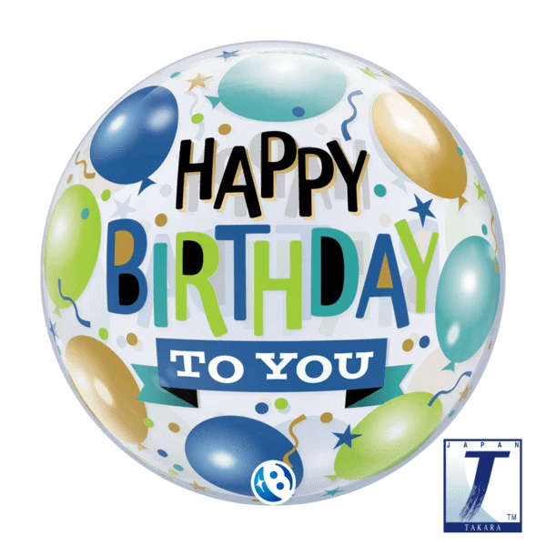 Balloons2Go Balloons 22" Happy Birthday To You Bubble 22in Happy Birthday to You Bubble Balloon | Colorful Print