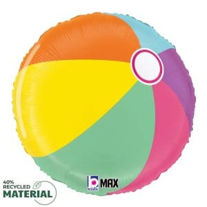 Balloons2Go Balloons 18" Summer Beach Ball Balloon Foil Balloon 18in Summer Beach Ball Balloon | Colorful Foil Sphere