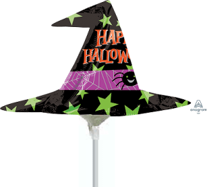 Balloons2Go Balloons 14" Halloween Witch Hat Air-Fill Mini Shape - Flat 14" Halloween Witch Hat Mini Balloon | Spooky Air-Fill Shape