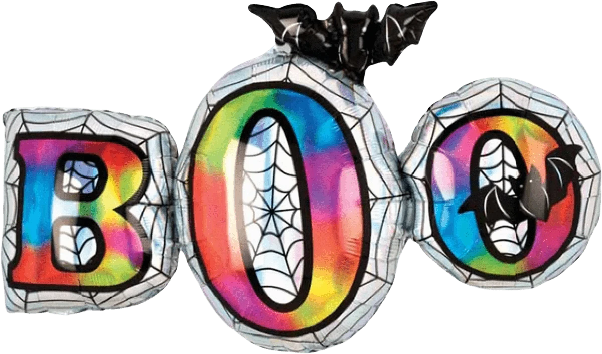 Balloons2Go Balloons 35" Anagram Iridescent Boo Foil Balloon 35in Iridescent Boo Balloon | Halloween Letter Foil