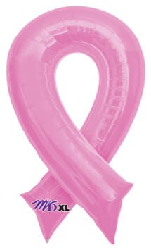 Balloons2Go Balloons 20" x 36" Breast Cancer Pink Ribbon SuperShape Foil Balloon 20x36in Pink Ribbon Balloon | Breast Cancer Awareness