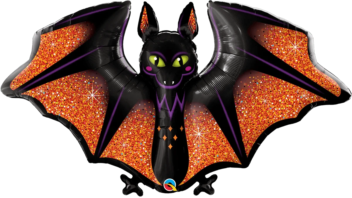 Balloons2Go Balloons 50" Glitzy & Glam Bat 50in Glitzy Glam Bat Foil Balloon | Halloween Statement Decor