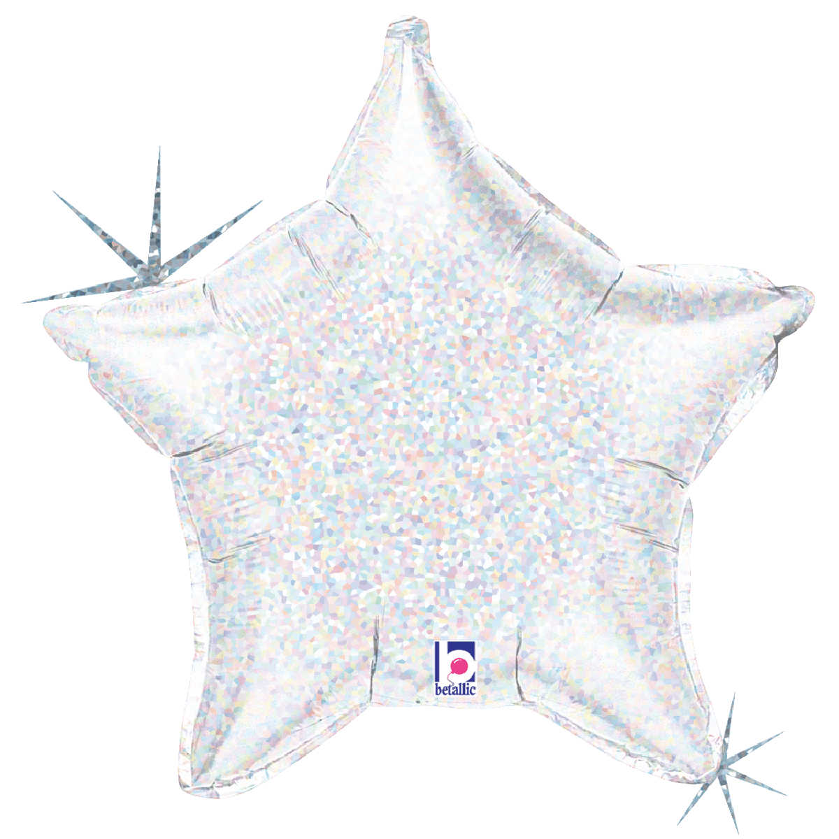 Balloons2Go Balloons 21" Silver Holographic Star Foil Balloon 21in Silver Holographic Star Foil Balloon | Shimmer Star Decor