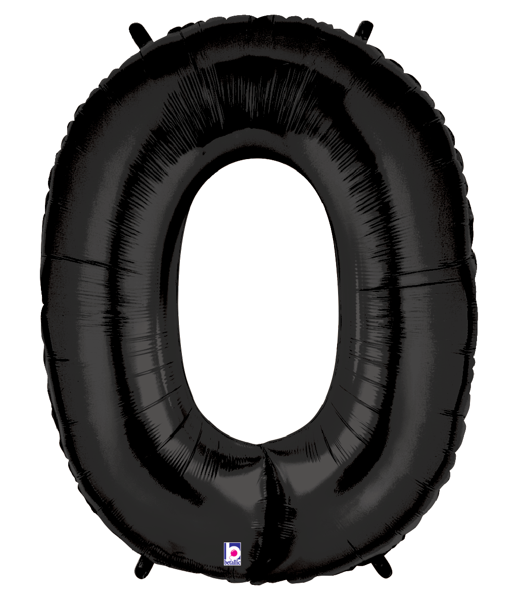 Balloons2Go Balloons O 34" Black Number Foil Balloons 34" Black Number Foil Balloons