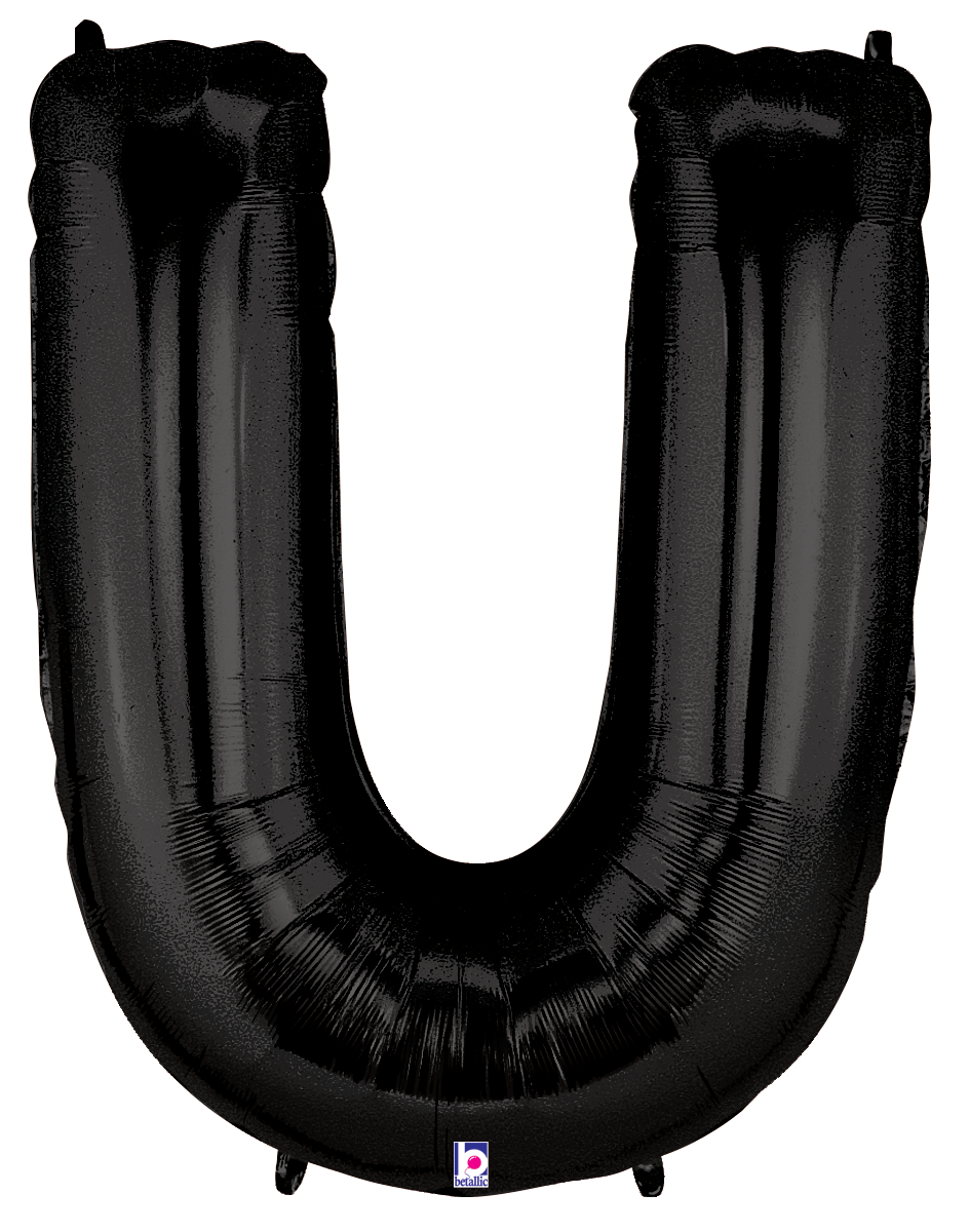 Balloons2Go Balloons U 34" Black Number Foil Balloons 34" Black Number Foil Balloons