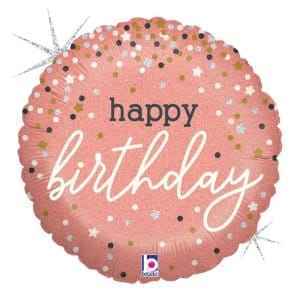sempertex Balloons 18" Rose Gold Confetti Birthday Foil Balloon 18" Rose Gold Confetti Birthday Foil Balloon