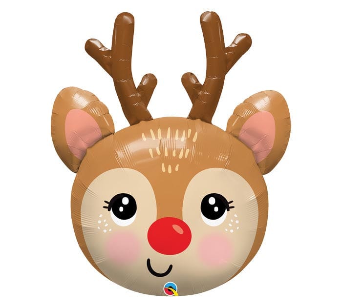Balloons2Go Balloons 35" PKG RED NOSED REINDEER SHAPE BALLOON 35in Red-Nosed Reindeer Balloon | Christmas Shape