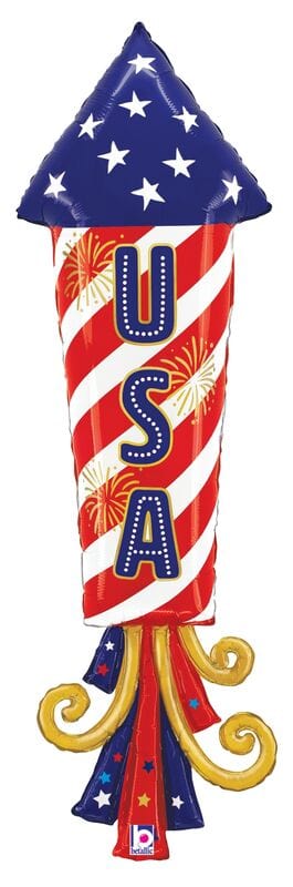 Balloons2Go Balloons 47" USA Firework Foil Balloon 47in USA Firework Foil Balloon | Patriotic Celebration Decor