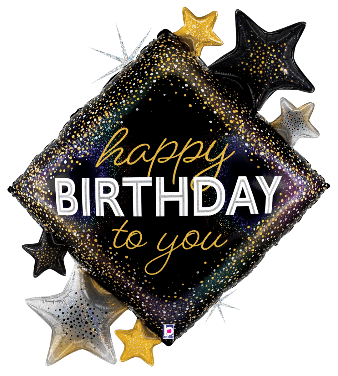 Balloons2Go Balloons 38" Metallic Birthday Diamond Stars 38" Metallic Birthday Diamond Stars