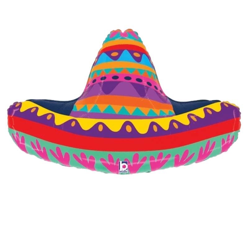 Balloons2Go Balloons 32" Betallic Festive Sombrero Foil Balloon 32in Betallic Festive Sombrero Foil Balloon | Fiesta Party Decor