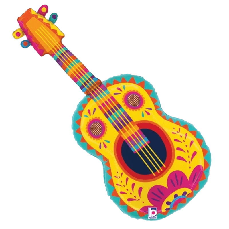 Balloons2Go Balloons 35" Betallic Festive Guitar Foil Balloon 35" Betallic Festive Guitar Foil Balloon | Music Party Decor