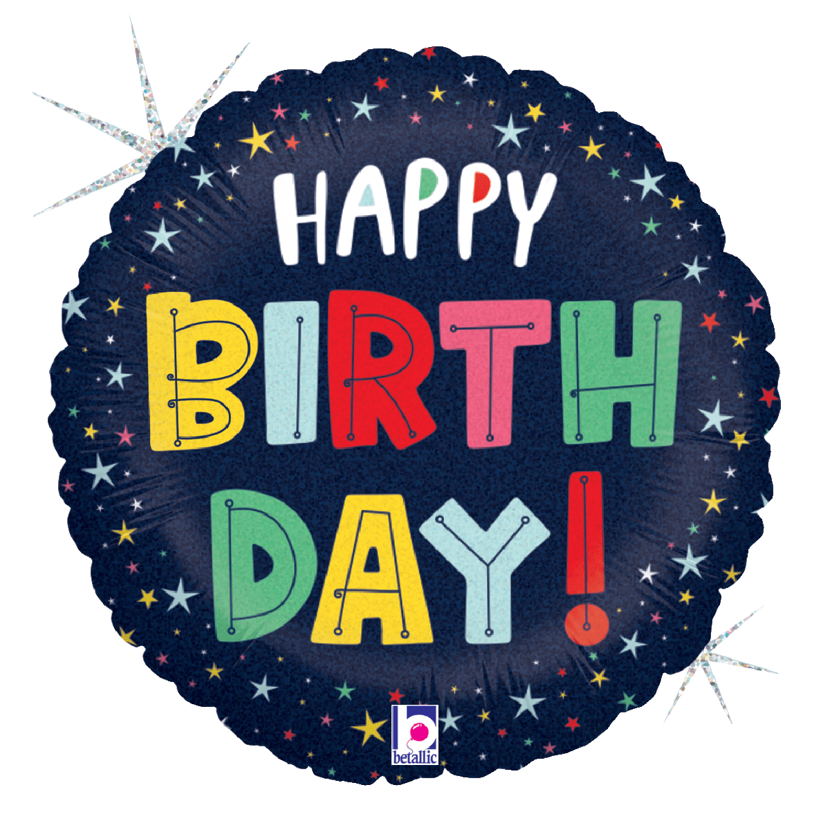 Balloons2Go Balloons 18" Birthday Colorful Stars 18in Birthday Colorful Stars Balloon | Happy Foil Design