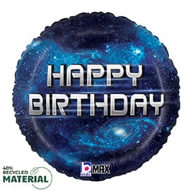 Balloons2Go Balloons 18" Birthday Galaxy Foil Balloon 18in Birthday Galaxy Foil Balloon | Space Theme