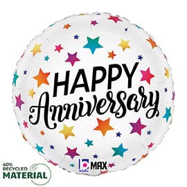 Balloons2Go Balloons 18" Anniversary Colorful Stars Foil Balloon 18" Anniversary Colorful Stars Foil Balloon
