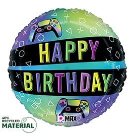 Balloons2Go 18" Vivid Gaming Birthday Foil Balloon 18" Vivid Gaming Birthday Foil Balloon