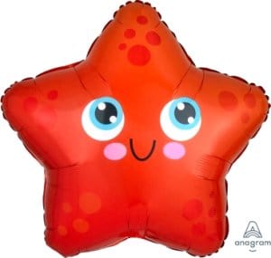 Balloons2Go Balloons 16" Starfish Jr Shape Foil Balloon Starfish Foil Balloon | Under the Sea Theme Decoration