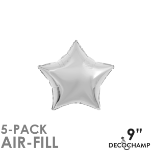 Decochamp Balloons 9" Deco Star Silver Air-Fill Foil Balloon - 5ct 9" Deco Star Silver Air-Fill Foil Balloon - 5ct