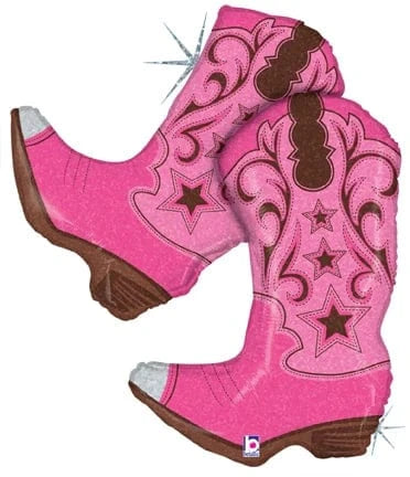 Balloons2Go Balloons 36" Dancing Boots Pink Foil Balloon 36in Dancing Boots Balloon | Pink Western Party Foil