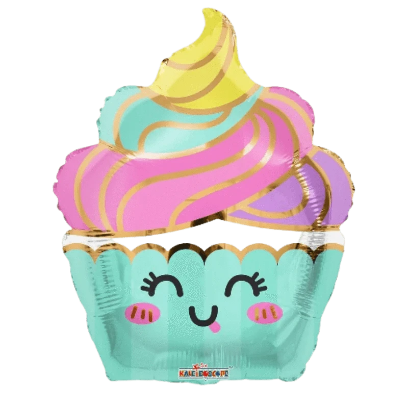 Balloons2Go Balloons 28" Conver Panque Kawai Feliz Dia Cupcake Foil Balloon 28" Conver Panque Kawai Feliz Dia Cupcake Foil Balloon