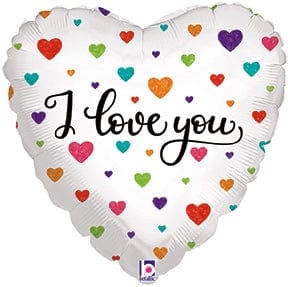 Balloons2Go Balloons 18 inch Colorful Hearts I Love You - Holographic Balloon 18" Colorful Hearts I Love You Balloon – Holographic