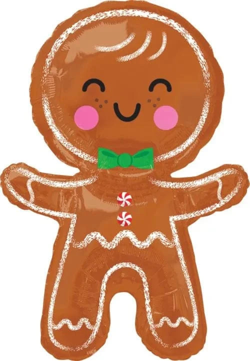 Balloons2Go Balloons Happy Gingerbread Man 31in Foil Balloon Happy Gingerbread Man 31in Foil Balloon | Christmas Party Decoration