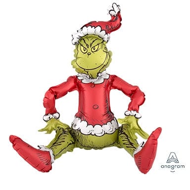 Balloons2Go Balloons 24in Sitting Santa Grinch Balloon 24in Sitting Santa Grinch Balloon | Holiday AirLoonz