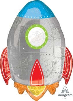 Balloons2Go Balloons Blast Off Rocket Mylar Balloon Supershape Balloon Blast Off Rocker Balloon | Space-Themed Foil Decor