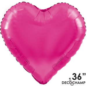 Decochamp Balloons 36" Deco Heart Hot Pink Foil Balloon - Pkg 36" Deco Heart Hot Pink Foil Balloon - Pkg