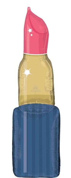 Balloons2Go Balloons 12" x 41" Spa Party Lipstick Tube Foil Balloon Spa Party Lipstick Tube Balloon – 12" x 41" Foil Design