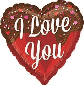 Balloons2Go Balloons 18 inch VLP I LOVE YOU Dipped in Chocolate Foil Balloon 18in I Love You Chocolate Balloon | Dipped in Chocolate Foil