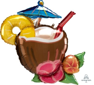 Balloons2Go Balloons COCONUT PINA COLADA FOIL BALLOON Coconut Piña Colada Foil Balloon | Tropical Drink Theme