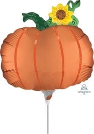 Balloons2Go Balloons 14" Satin Pumpkin Mini Shape Air-Fill Foil Balloon 14" Satin Pumpkin Balloon – Mini Air-Fill Foil Decor