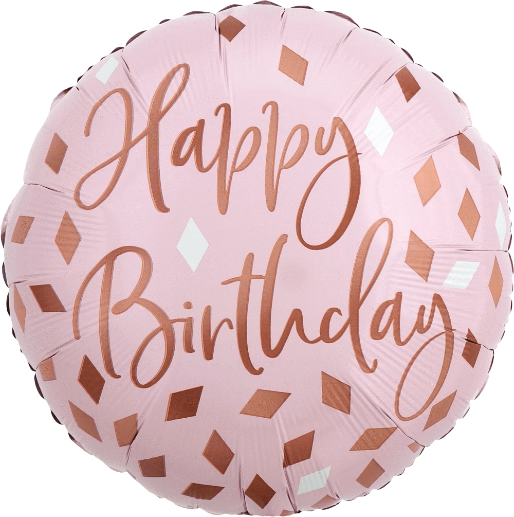 Balloons2Go Balloons 17" Blush Birthday Anagram Foil Balloon 17in Blush Birthday Foil Balloon | Anagram Celebration Balloon