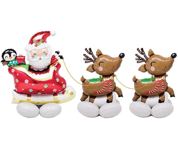 Balloons2Go Balloons 71 inch x 51 inch Santa & Reindeer Deluxe AirLoonz Balloons 71x51in Santa & Reindeer Deluxe AirLoonz | Christmas Balloon