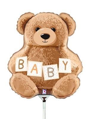 Balloons2Go Balloons 14" Baby Teddy Bear Mini Shape Air-Fill Foil Balloon 14" Baby Teddy Bear Mini Shape Air-Fill Foil Balloon