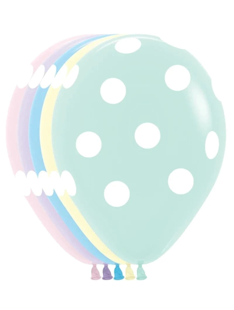 Balloons2Go Balloons 11" Sempertex Polka Dots Pastel Matte Latex Balloons | 50 Count 11" Polka Dots Pastel Matte Balloons – 50ct | Sempertex
