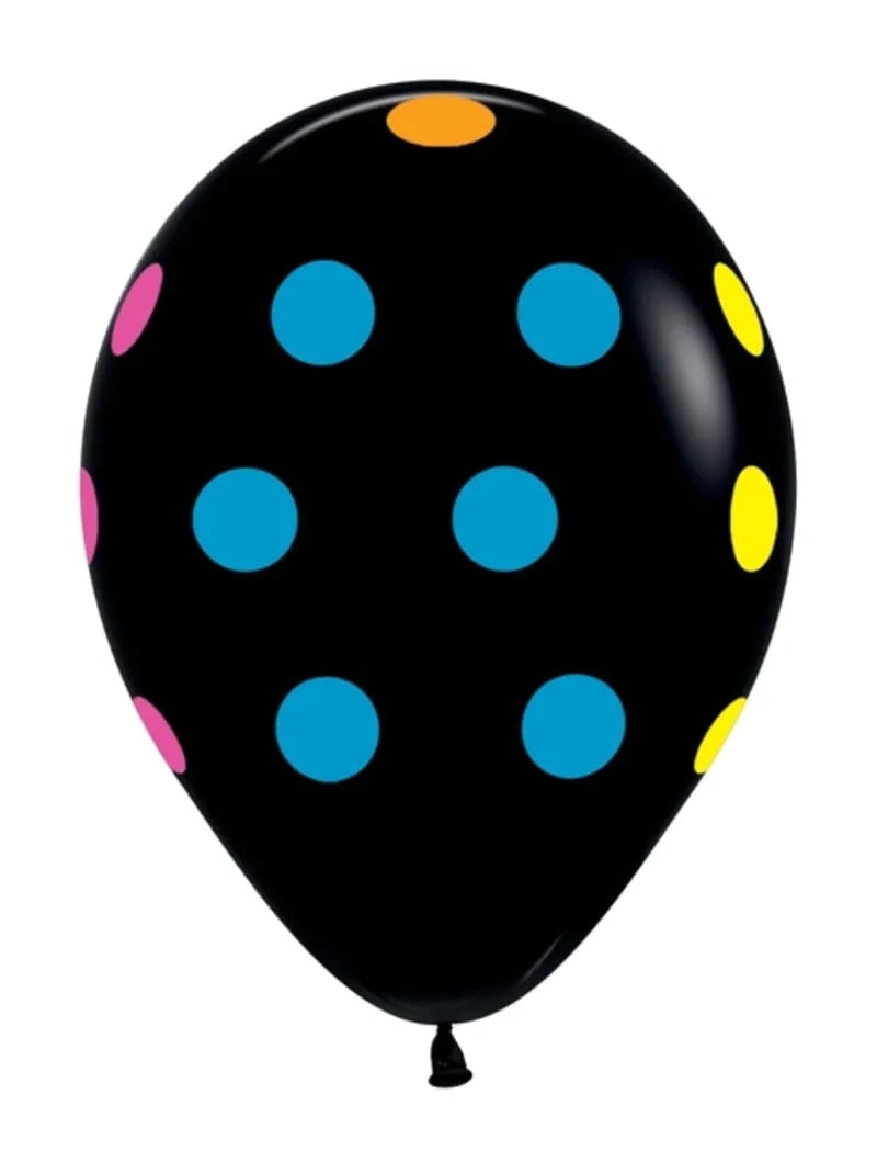 Balloons2Go Balloons 11" Sempertex Deluxe Black Multi Polka Dot Latex Balloons | 50 Count - Drop-Shipped By Betallic 11" Black Multi-polka Dot Balloons – 50ct | Sempertex