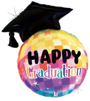 sempertex Balloons 26" Graduation Disco Ball Holographic Foil Balloon 26" Graduation Disco Ball Holographic Foil Balloon