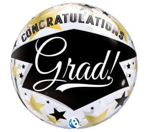 takara Balloons 22" Congrats Graduate Black Stars Bubble Balloon 22" Congrats Graduate Black Stars Bubble Balloon