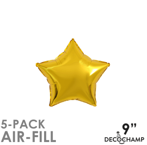 Decochamp Balloons 9" Deco Star Gold Air-Fill Foil Balloon - 5ct 9" Deco Star Gold Air-Fill Foil Balloon - 5ct