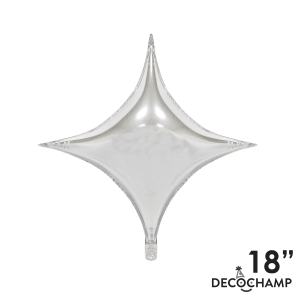 Decochamp Balloons 18" Silver Star Point Foil Balloon 1ct 18" Silver Star Point Foil Balloon 1ct