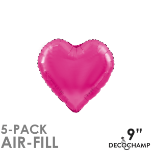 Decochamp Balloons 9" Deco Heart Hot Pink Foil Balloon - 5ct 9" Deco Heart Hot Pink Foil Balloon - 5ct