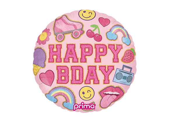 Balloons2Go Balloons 18" Round Birthday Girl Patches Foil Balloon 18" Birthday Girl Patches Balloon – Round Foil Design