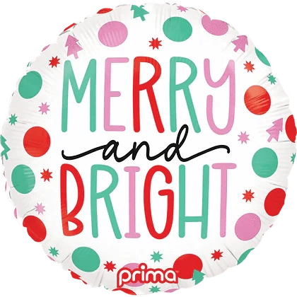 Balloons2Go Balloons Prima 18" Round Merry & Bright Dots 18in Round Merry & Bright Dots Balloon | Prima