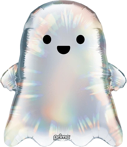 Balloons2Go Balloons Prima 22" Cute Holographic Ghost Special Shape Mylar Balloon Prima 22" Cute Holographic Ghost Balloon | Halloween Special Shape