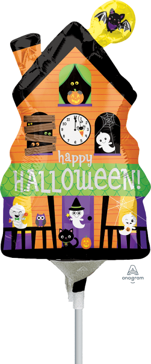 Balloons2Go Balloons 14" Halloween Haunted House Air-Fill Mini Shape 14in Haunted House Mini Balloon | Halloween Air-Fill Shape