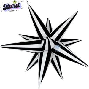 Burst Balloons 40" Black & White Stripe Print Starburst Foil Balloon Kit 40" Black & White Stripe Print Starburst Foil Balloon Kit