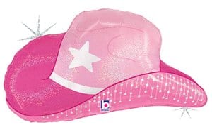 Balloons2Go Balloons 26" Pink Cowgirl Hat Foil Balloon 26" Pink Cowgirl Hat Foil Balloon