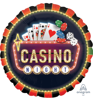 Balloons2Go Balloons Casino Dice 28" ROLL THE DICE CASINO JUMBO FOIL BALLOON 28in Casino Dice Foil Balloon | Jumbo Party Decoration